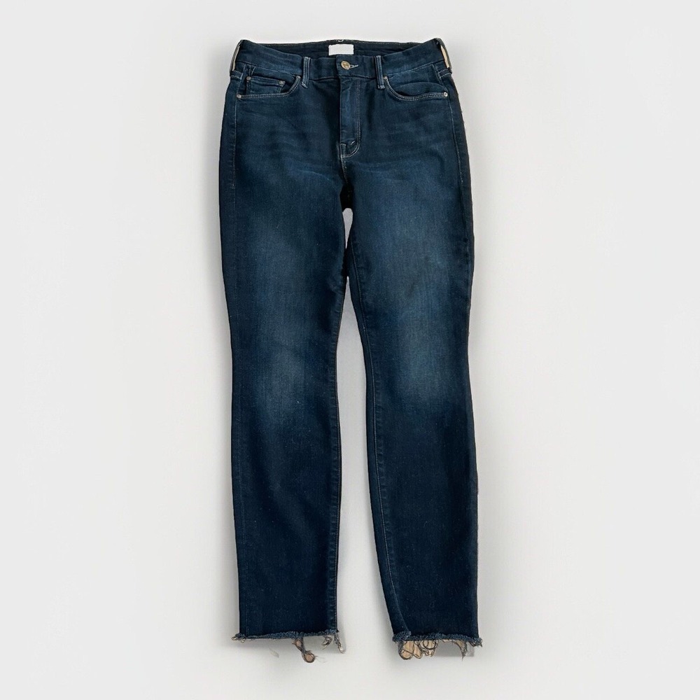 MOTHER Looker Ankle Fray Straight Jeans Womens 25 Coffee Tea Or Me Dark $238